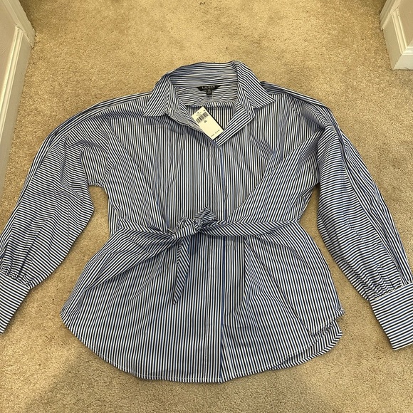Lauren Ralph Lauren Puff Sleeve Tie Waist Shirt 2X NWT - Picture 3 of 4